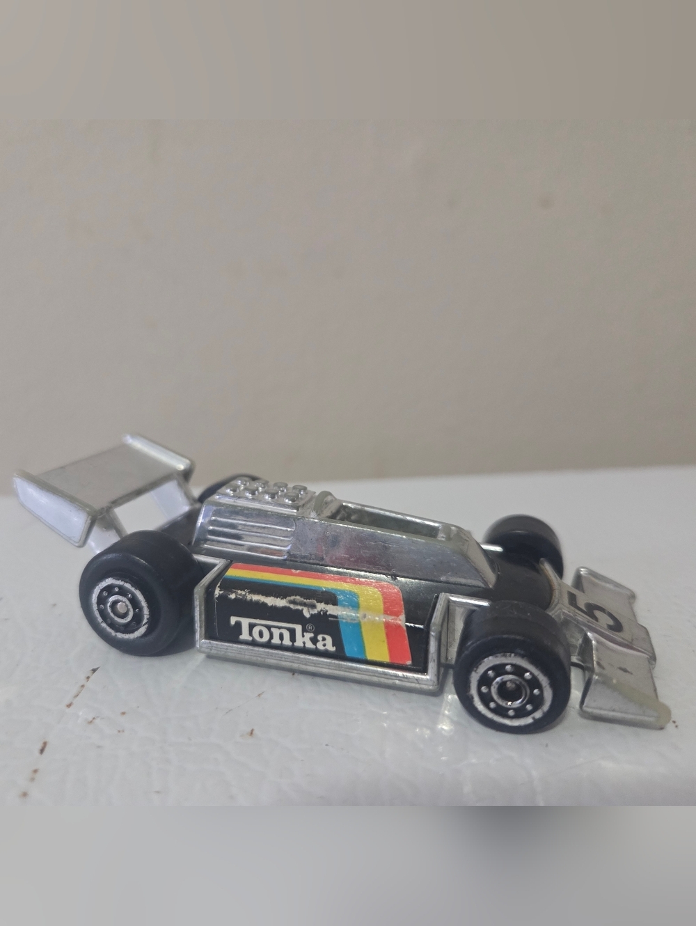 1979 Tonka Toys Rainbow Logo Indy Car Racecar #5 Chrome 4” Long,